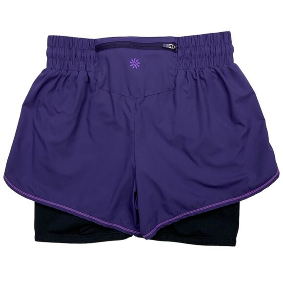 Athleta Ready Set 2 in 1 Shorts XXS 2XS Purple Built In Brief Athletic Running - Picture 2 of 12